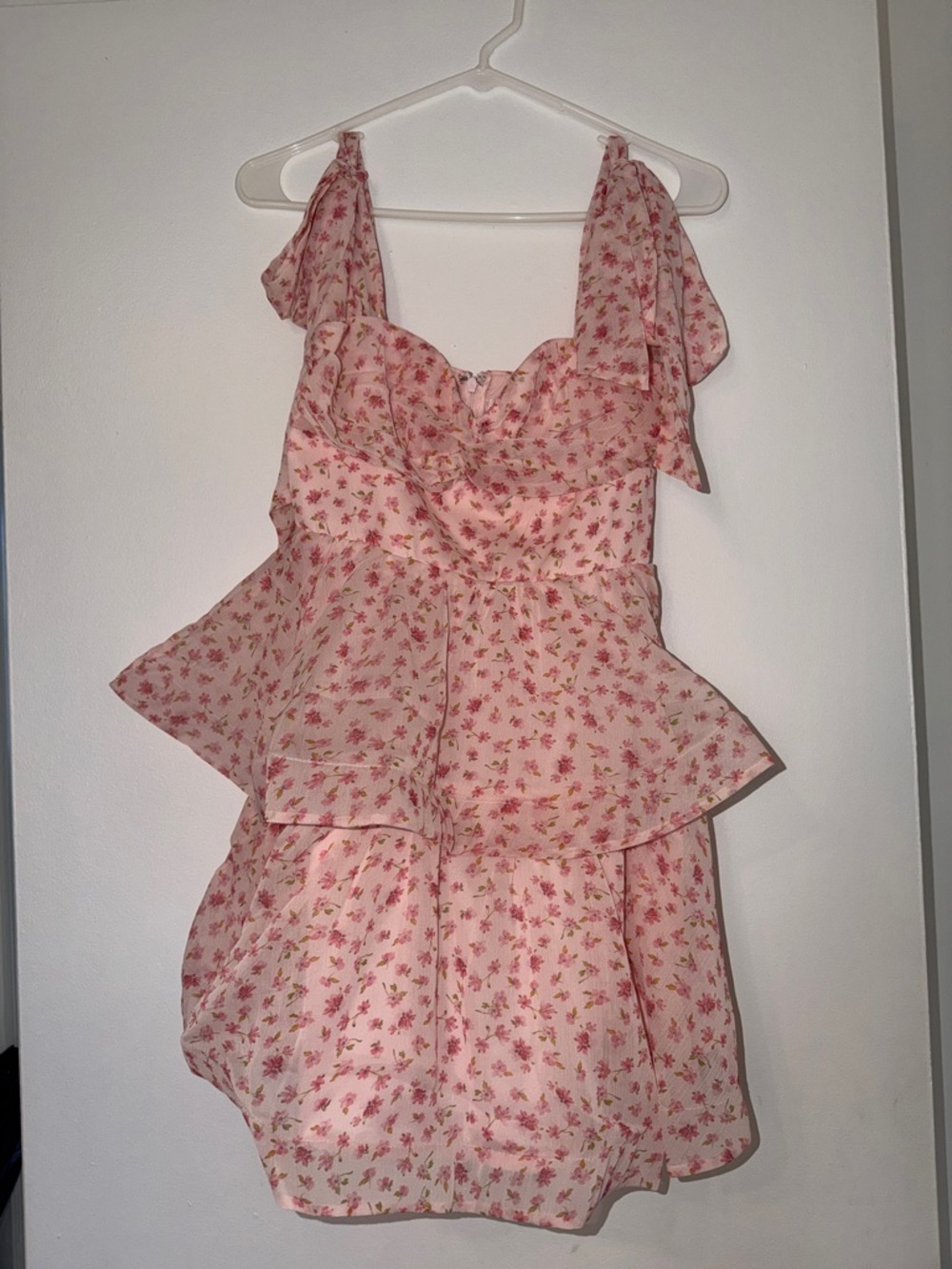 Floral Pink Mini Ruffle Mini Dress